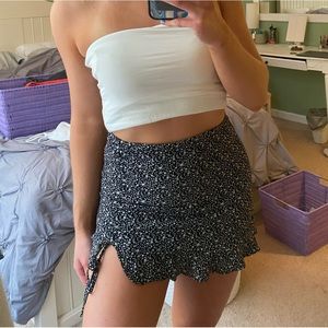 forever 21 black floral mini skirt